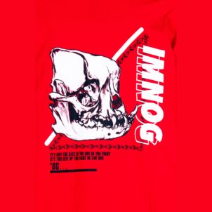 SKULL Long Sleeve T-Shirt Red Back Logo